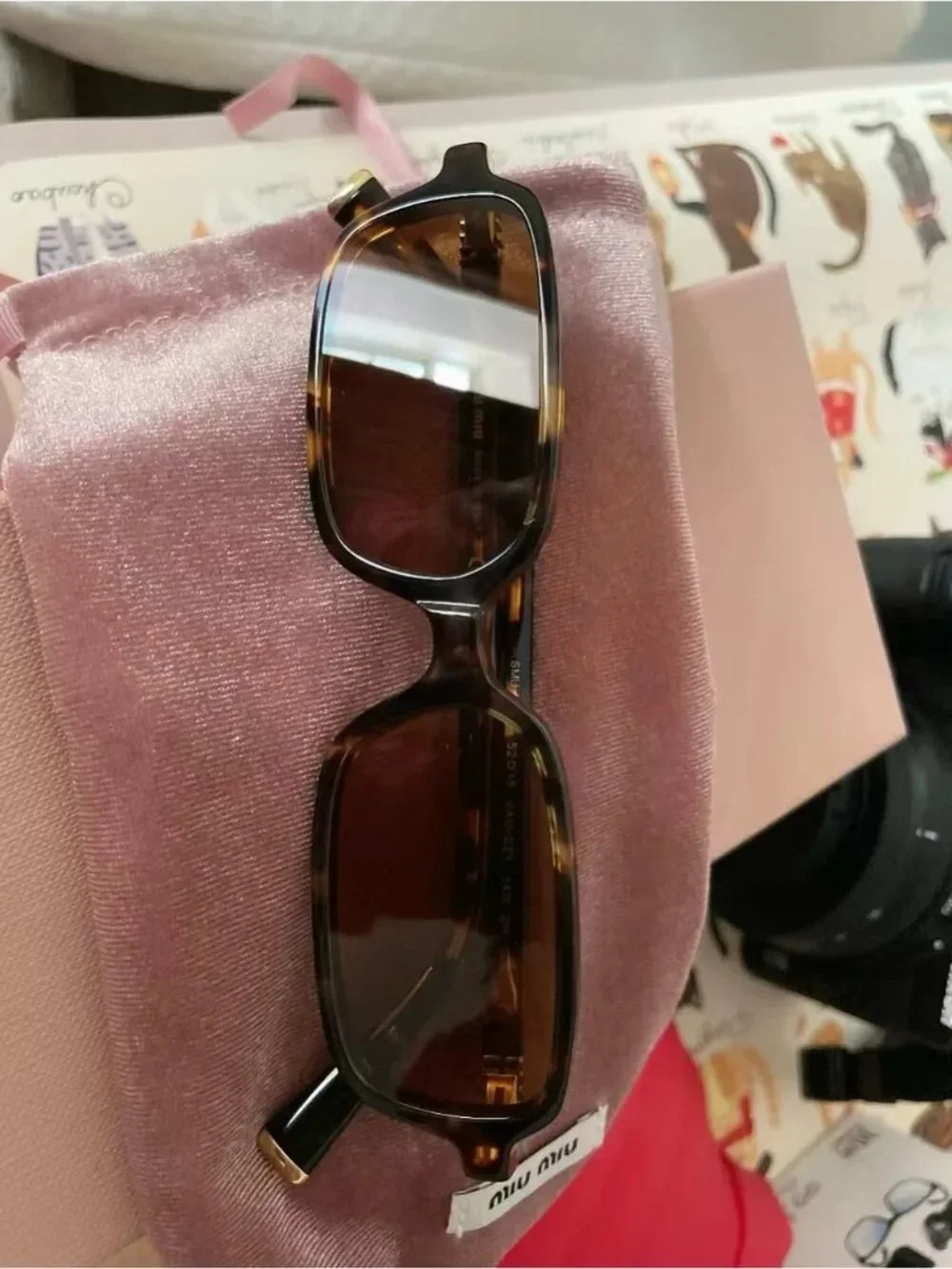 Miu Miu Tortoiseshell Rectangular Brown Lens Sunglasses